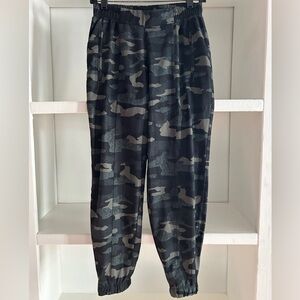 Athletic, nylon joggers.